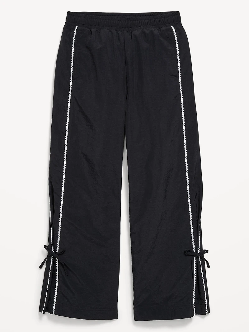 High-Waisted Bow Parachute Pants for Girls