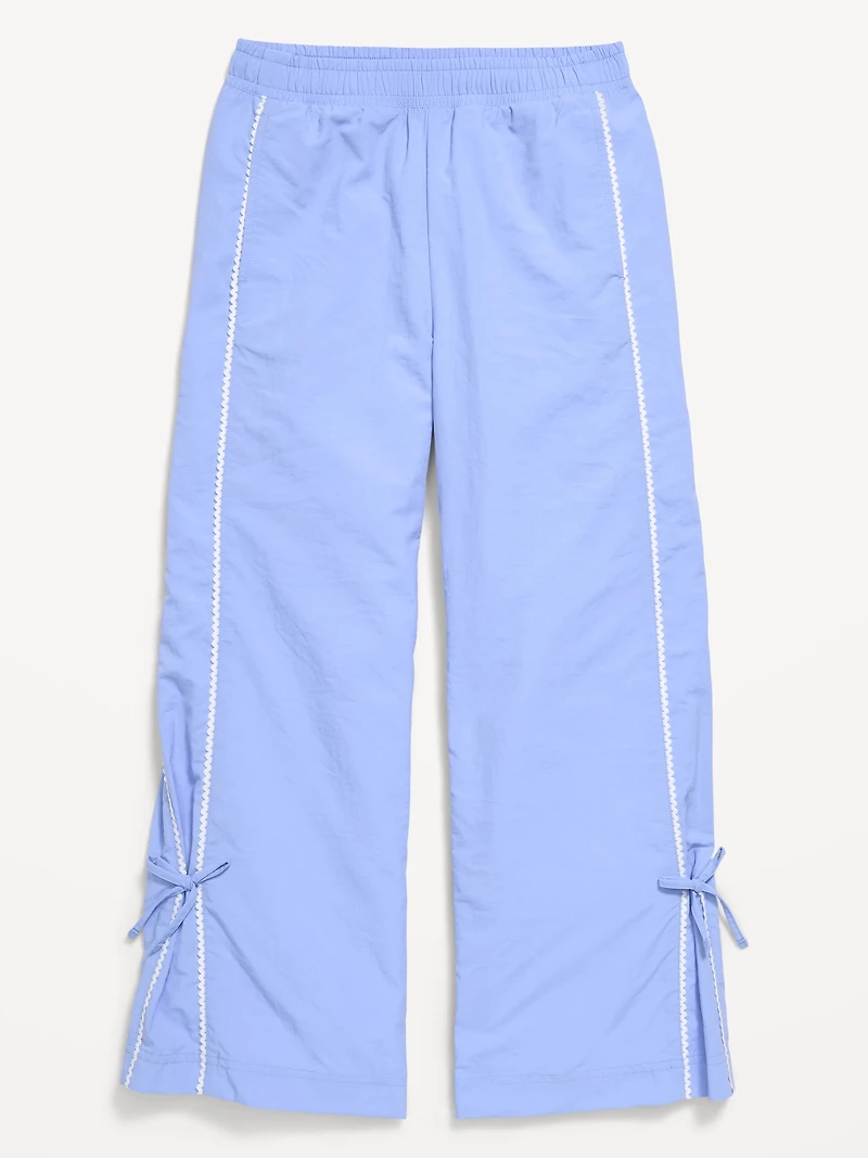 High-Waisted Bow Parachute Pants for Girls