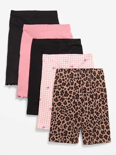 Long Biker Shorts Variety 5-Pack for Girls