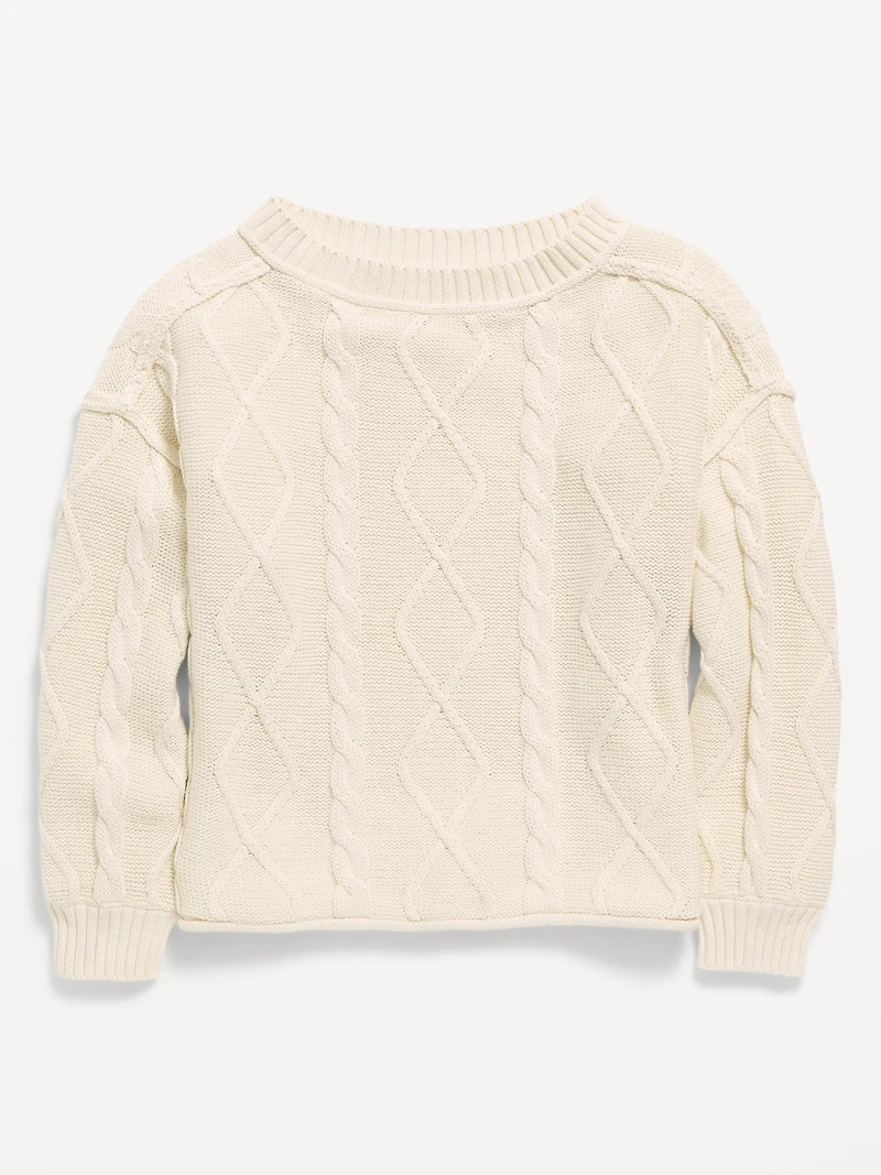 Oversized Long-Sleeve Cable-Knit Sweater for Girls