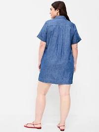 Short-Sleeve Mini Shirt Dress
