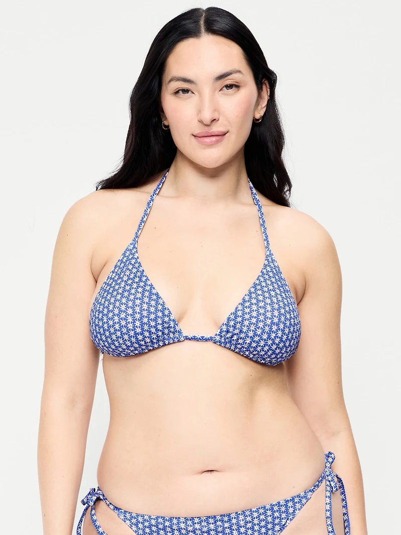Pique Triangle String Bikini Swim Top