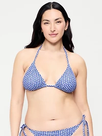 Pique Triangle String Bikini Swim Top