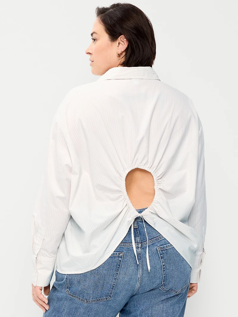 Tie-Back Button-Down Shirt