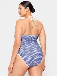 Pique V-Neck Halter Swimsuit