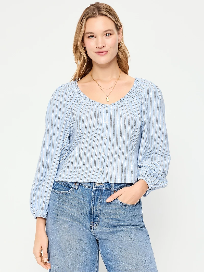 Long-Sleeve Button-Down Top