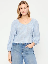 Long-Sleeve Button-Down Top