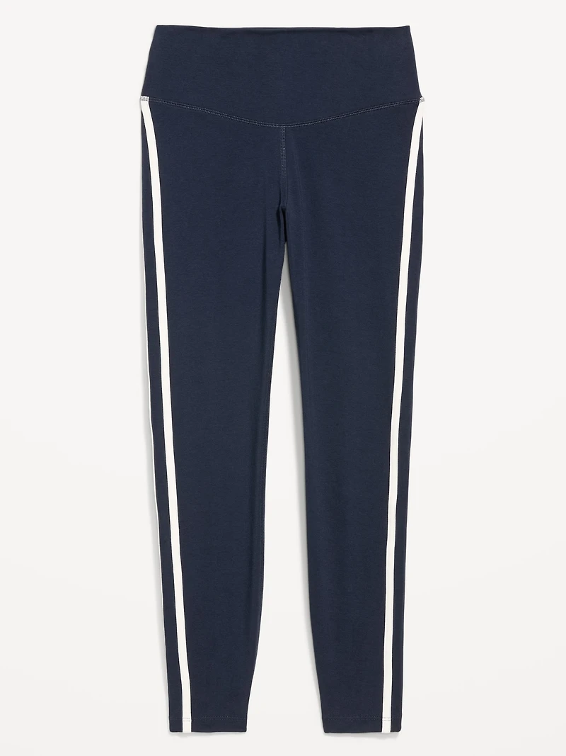 High-Waisted PowerChill Side-Striped 7/8 Cotton Leggings