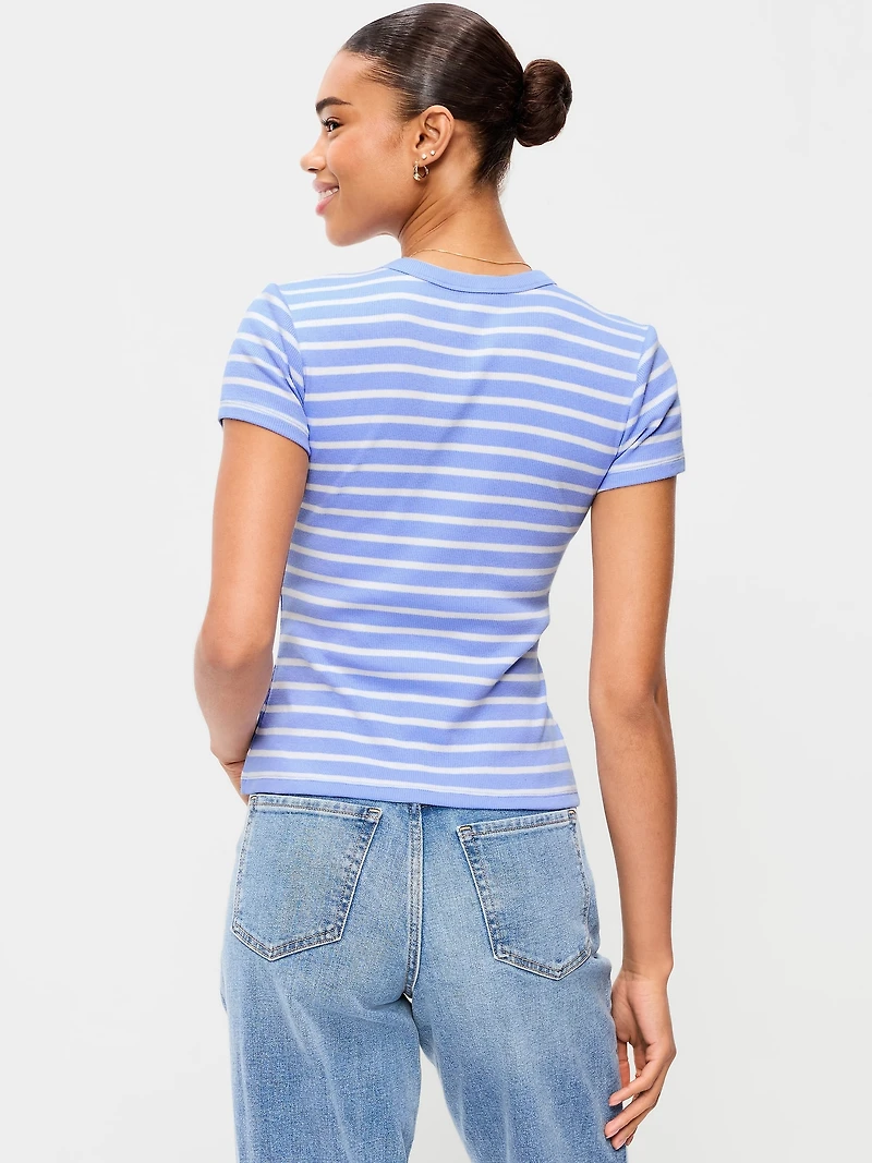 Snug Crew-Neck Ribbed T-Shirt