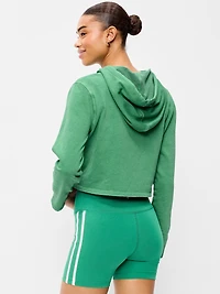 Shrunken Cropped Zip Hoodie Sweatshirt