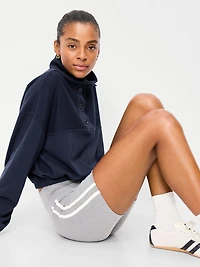 Button-Up Funnel-Neck Sweatshirt