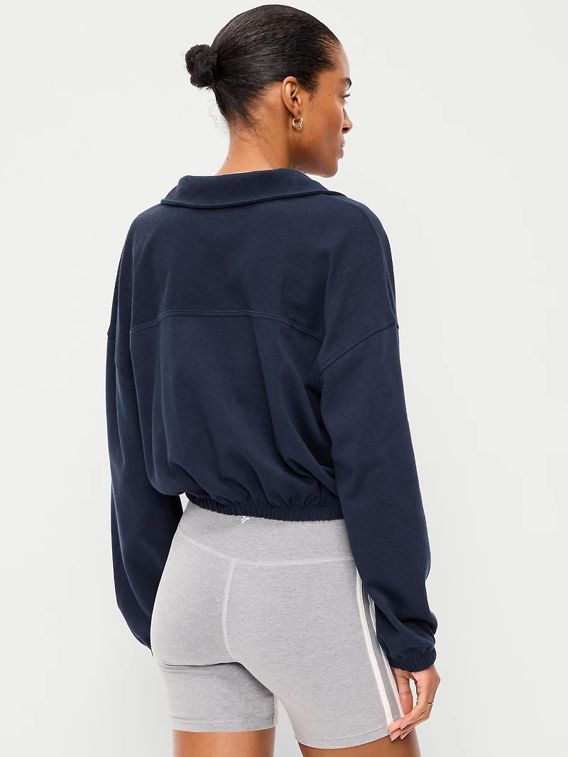 Button-Up Funnel-Neck Sweatshirt