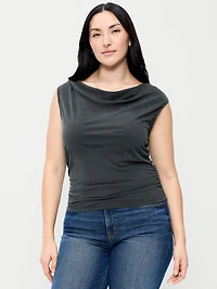 Slit-Neck Ruched Top