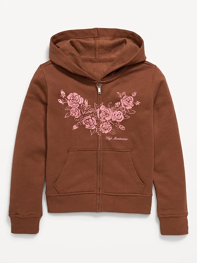 Fitted Long-Sleeve Graphic Hoodie for Girls