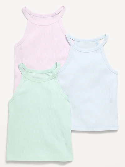 Fitted Halter Tank Tops 3-Pack for Toddler Girls