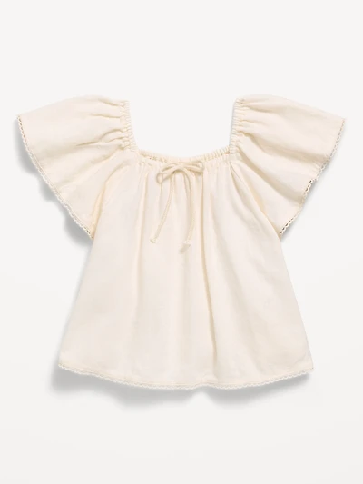 Short-Sleeve Linen-Blend Top for Toddler Girls