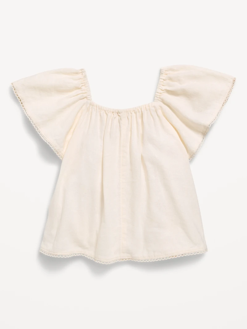 Short-Sleeve Linen-Blend Top for Toddler Girls