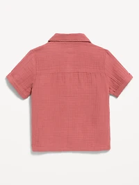 Short-Sleeve Double-Weave Shirt for Toddler Boys