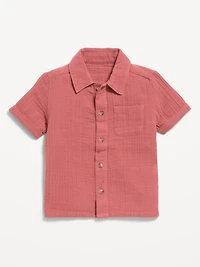 Short-Sleeve Double-Weave Shirt for Toddler Boys