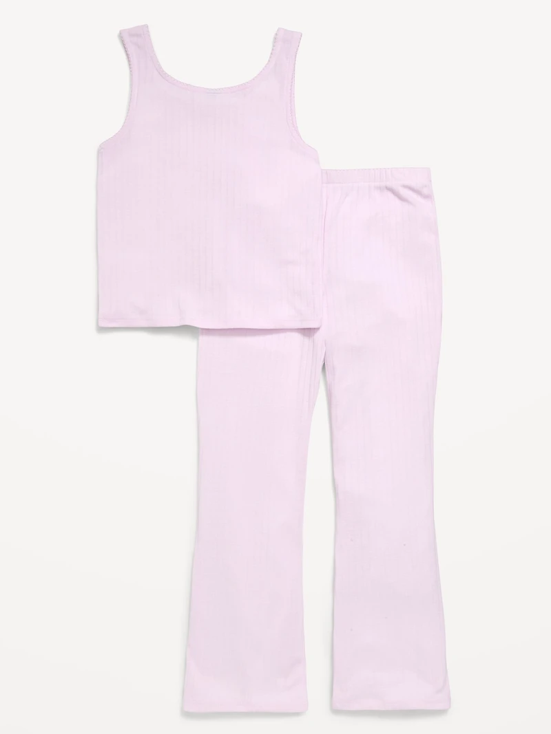 Ribbed Pajama Tank Top and Flare Pants Set for Girls