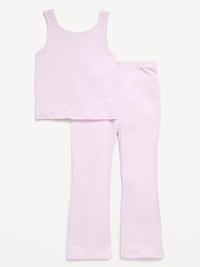 Ribbed Pajama Tank Top and Flare Pants Set for Girls