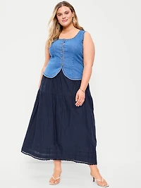 Lace-Trim Maxi Skirt