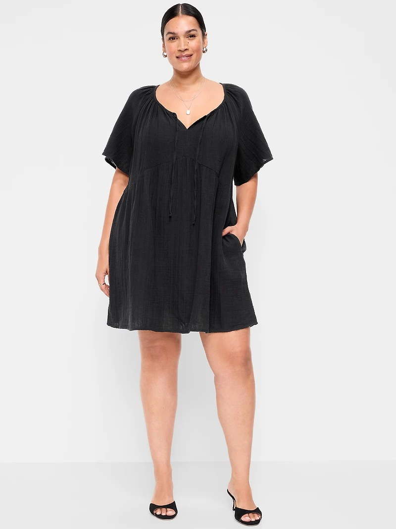Flutter-Sleeve Mini Swing Dress