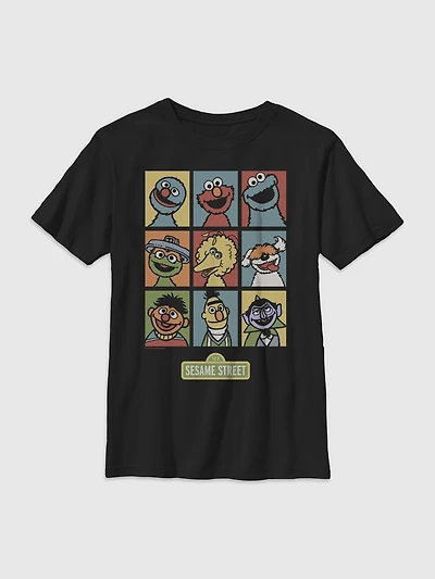Sesame Street Puppet Grid Graphic T-Shirt for Kids