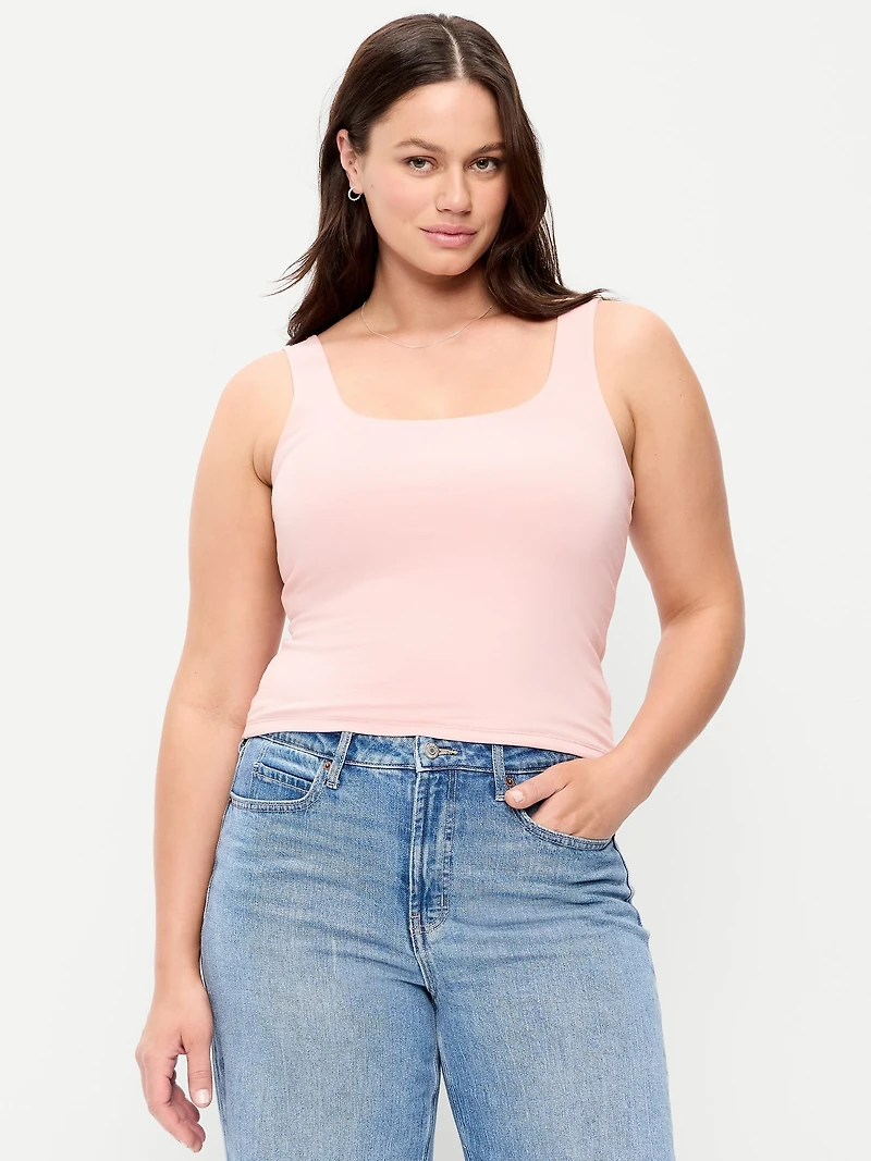 Hug Double-Layer Scoop-Neck Tank Top