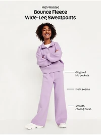High-Waisted Bounce Fleece Wide-Leg Sweatpants for Girls