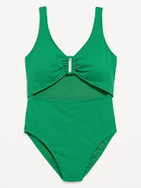 Textured One-Piece Cut-Out Swimsuit
