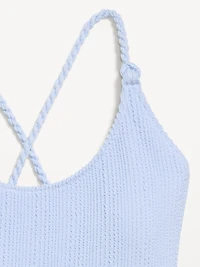 Ribbed Braided-Strap One-Piece Swimsuit