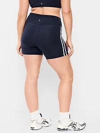 High-Waisted PowerChill Side-Stripe Biker Shorts - 5-inch inseam