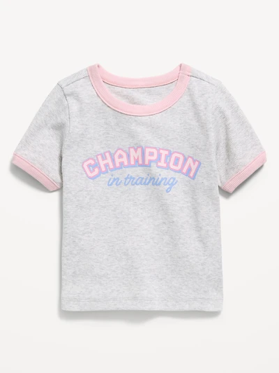 Short-Sleeve Ringer Graphic T-Shirt for Toddler Girls