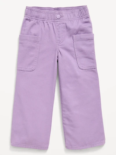 High-Waisted Baggy Wide-Leg Pull-On Pants for Toddler Girls