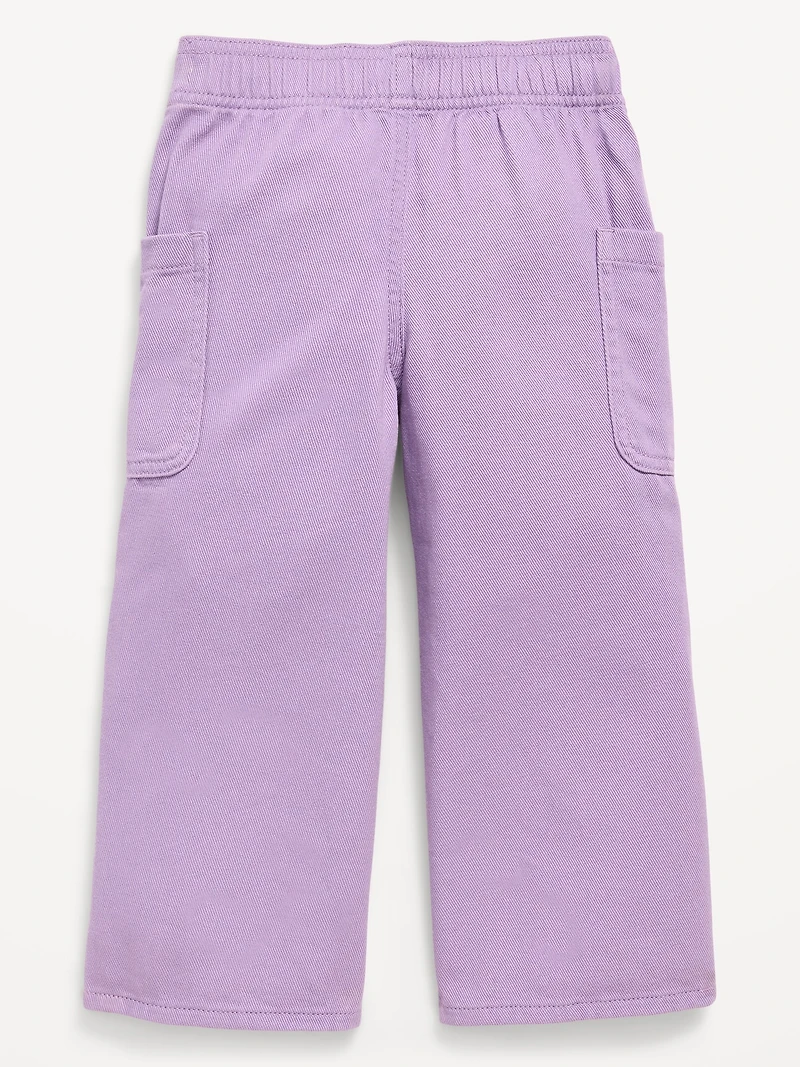 High-Waisted Baggy Wide-Leg Pull-On Pants for Toddler Girls