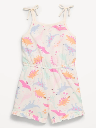 Printed Sleeveless Tie-Bow Romper for Toddler Girls