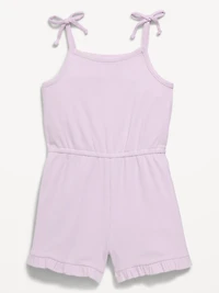 Sleeveless Tie-Bow Ribbed Romper for Toddler Girls