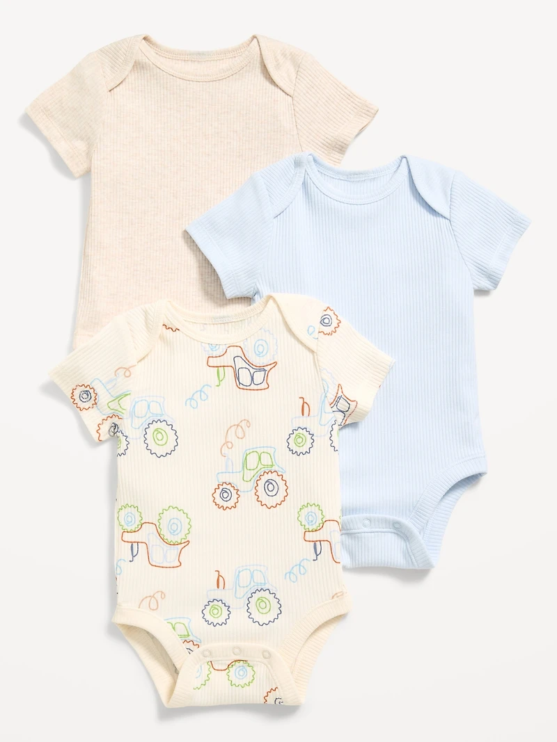 Unisex Ribbed Bodysuit 3-Pack for Baby