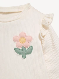 Long-Sleeve Ruffled Top and Wide-Leg Pants Set for Baby