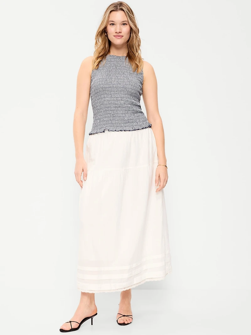 Lace-Trim Maxi Skirt