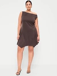 Fit & Flare Asymmetrical Shoulder Mini Dress