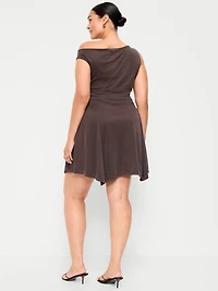 Fit & Flare Asymmetrical Shoulder Mini Dress
