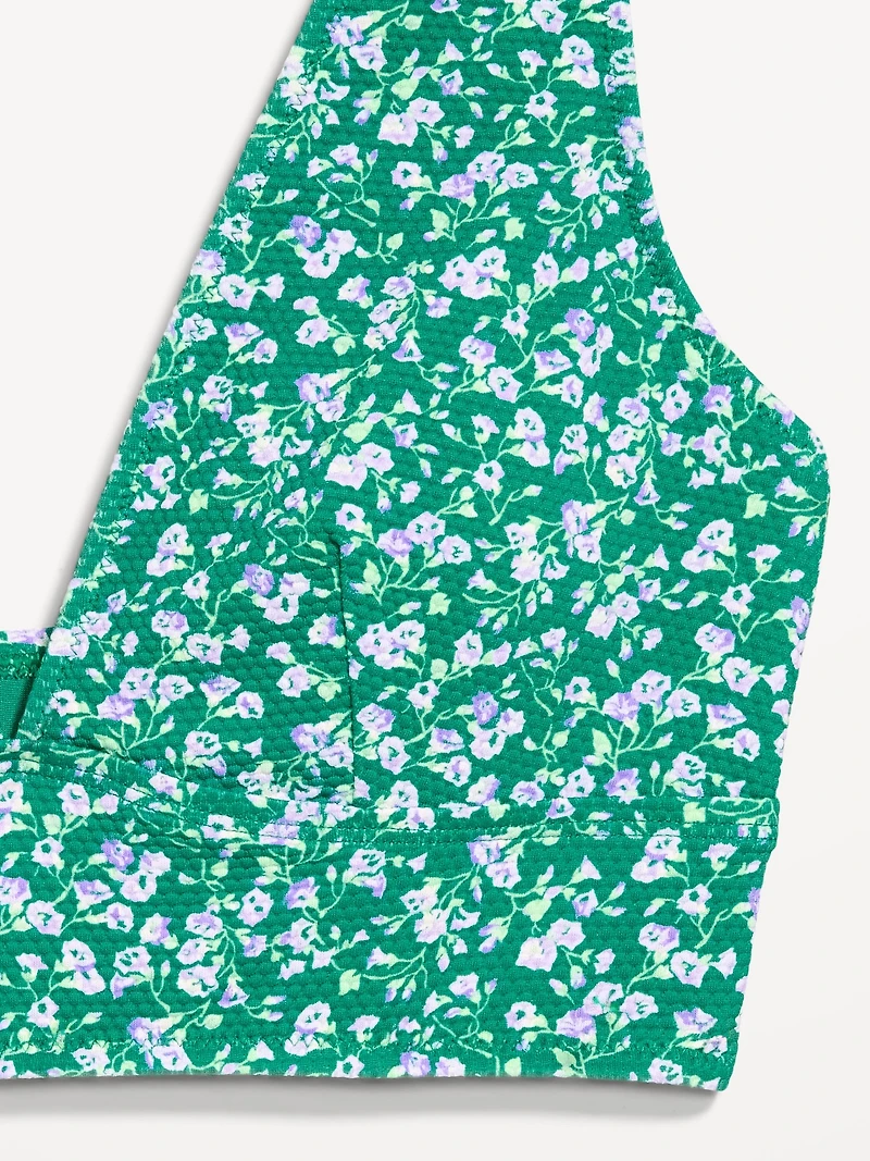 Pique Longline Bikini Swim Top