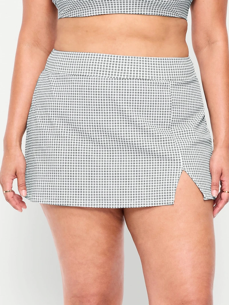 High-Waisted Textured Swim Skirt