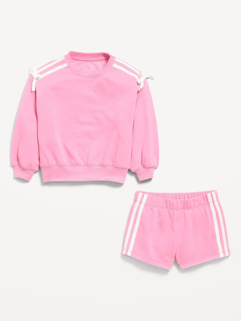 Printed Long-Sleeve Sweatshirt and Shorts Set for Toddler Girls