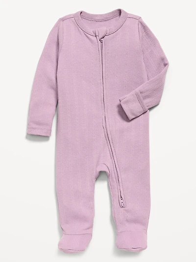 Pointelle-Knit 2-Way-Zip Sleep & Play Footed One-Piece for Baby