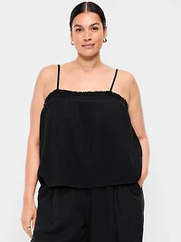 Open-Back Crinkle Gauze Tank Top