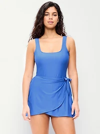 Matte Side-Tie Swim Dress