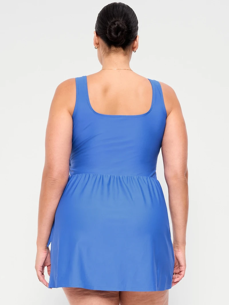 Matte Side-Tie Swim Dress